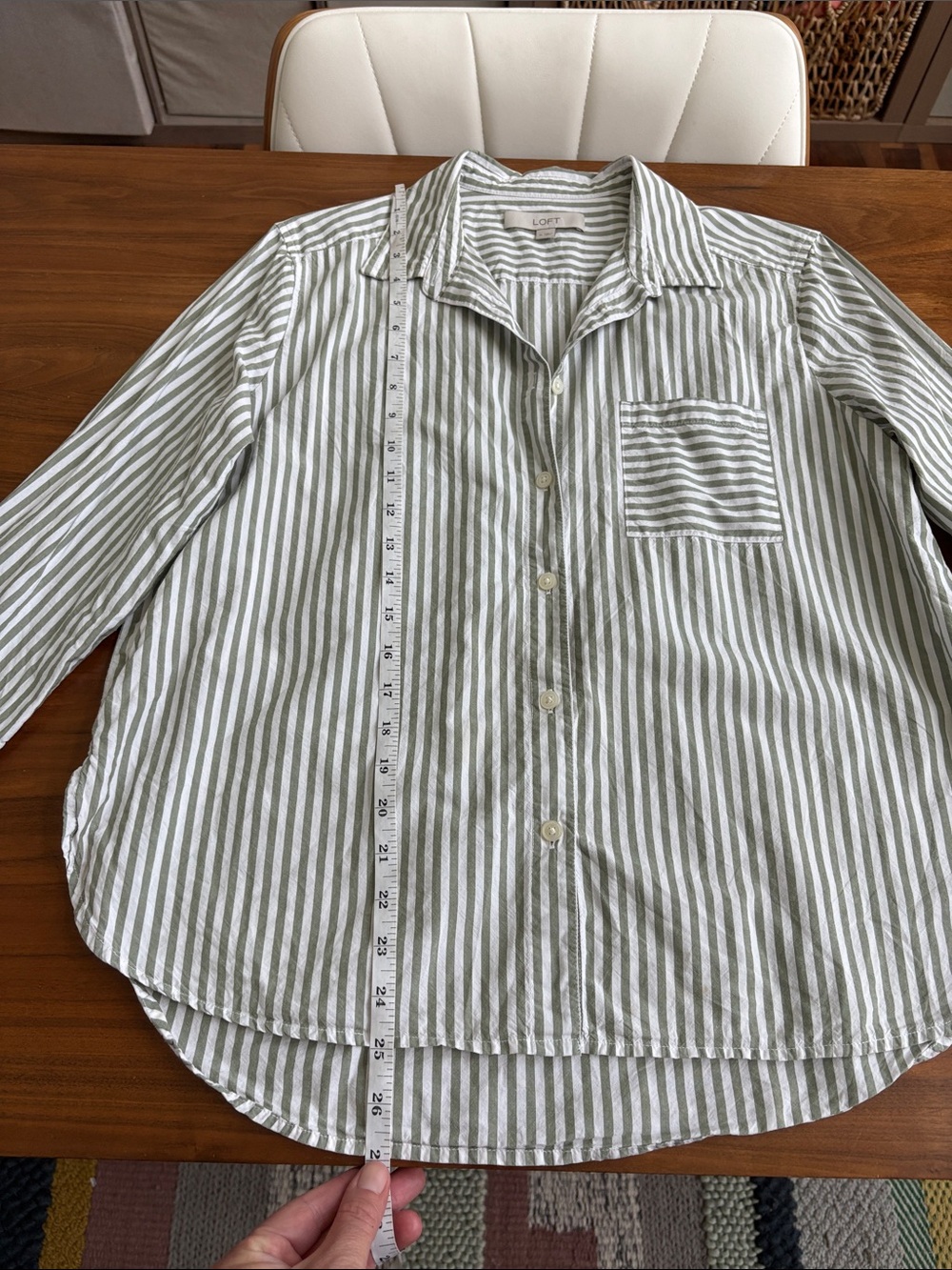 LOFT Striped Everyday Oversized Pocket Shirt Size Medium - Picture 5 of 6